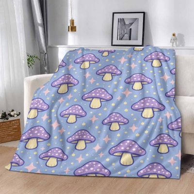 Suitable for bed. sofa. camping. cold movie theater or travel! A perfect gift for your family and friends. Aesthetic Purple Mushroom Flannel Blanket. Cute Cottagecore Star Pattern. Soft Lightweight Plush Throw Blanket. Great for Bedroom and Living Room.