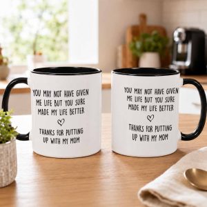 Funny Stepdad Appreciation Mug (11oz/15oz), Heart Love Quote Print Design, Dishwasher Safe Ceramic Cup, Perfect for Father's Day, Family Gatherings, Coffee Time, Birthday Gift, Home Kitchen or Office